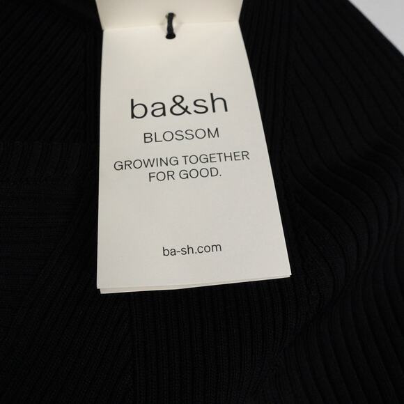 New Ba&sh Women's Black Long Sleeve Midi Edora Dress XS Bodycon Stretch 2277-27 - Picture 9 of 15